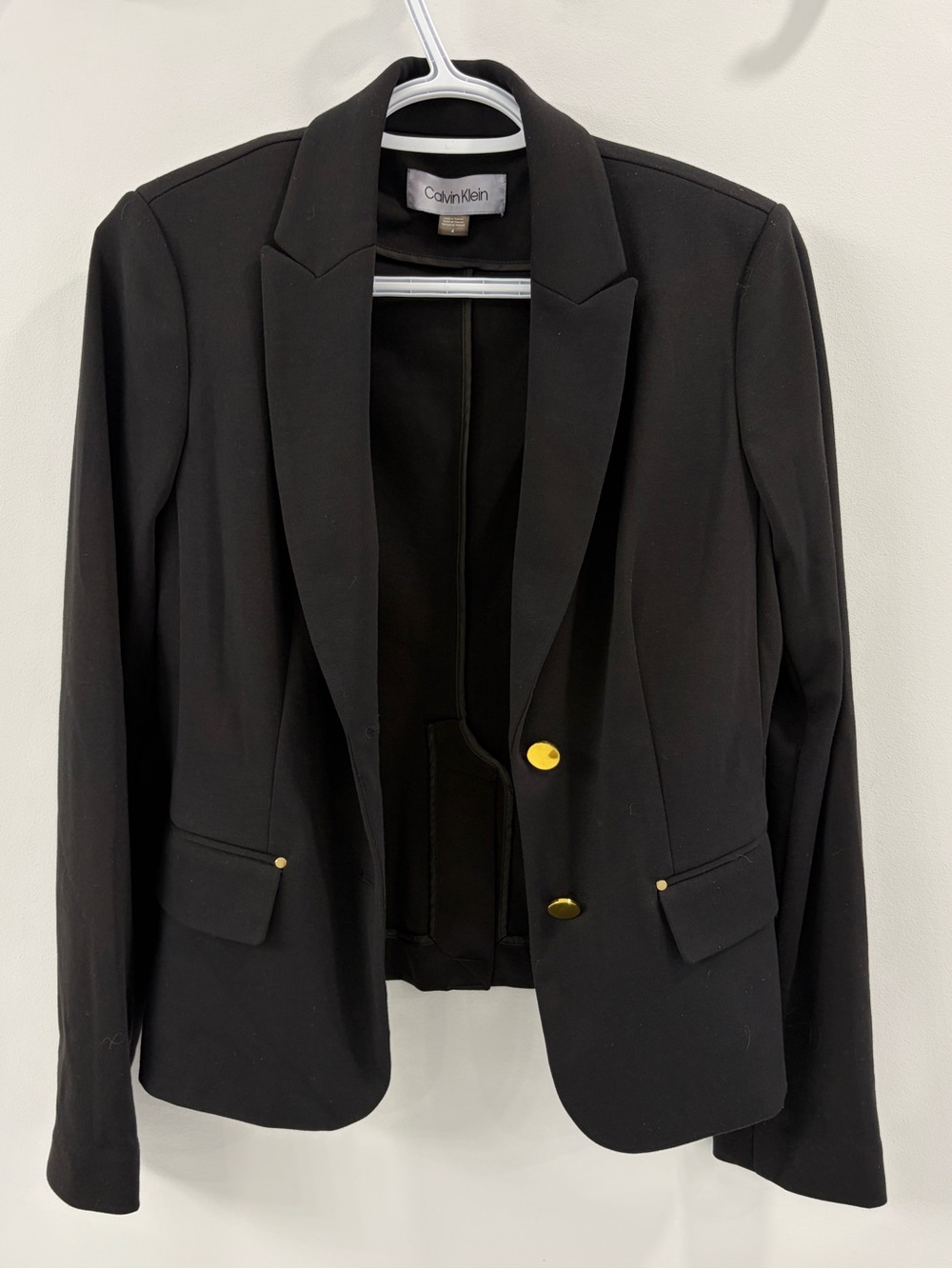 Calvin Klein Black Blazer with Gold Buttons - Size 4